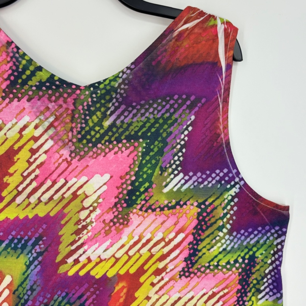 Lane Bryant Womens 18 20 Printed Tank Top V-Neck Multi Color Geometric Polyester - Picture 6 of 8